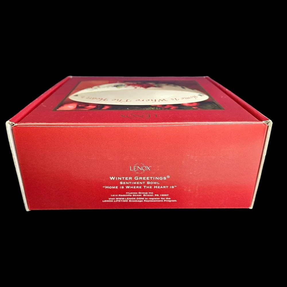 Lenox Winter Greetings Serving Bowl Sentiment Home is Where Round McClung Box